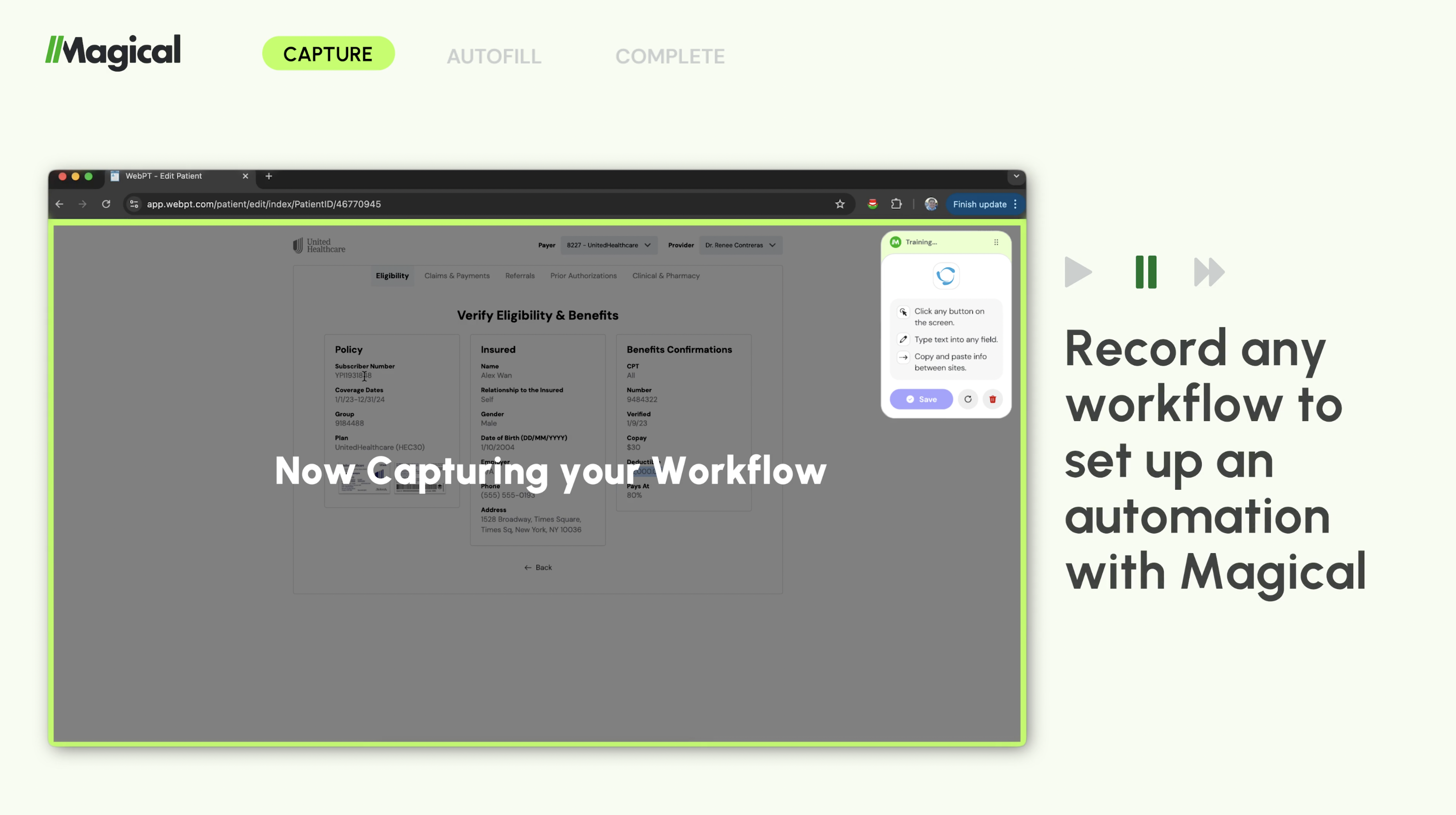 screenshot of Magical AI